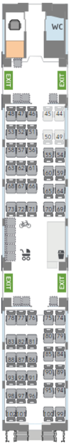 Railcar with seats